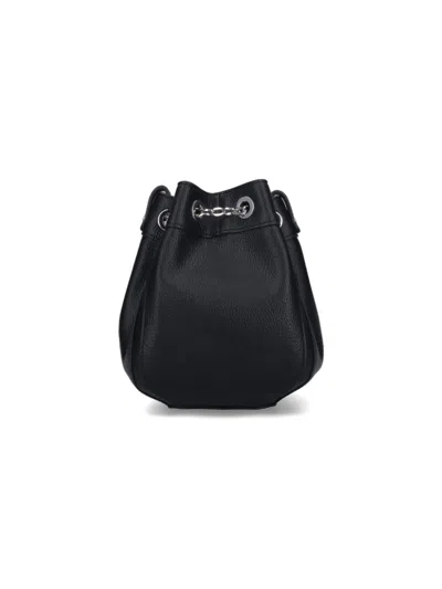 Vivienne Westwood Pebbled Black Bag With Drawstring Closure And Chain Accents In Black