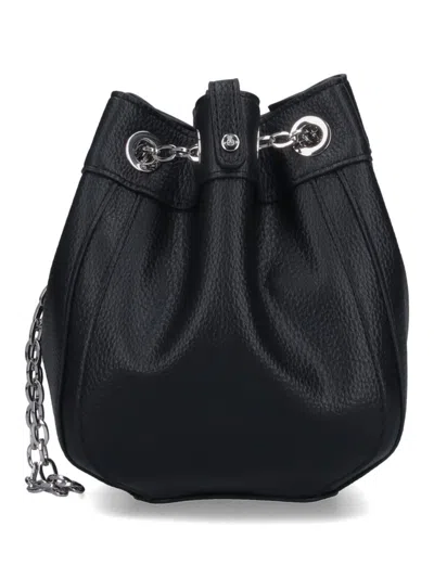Vivienne Westwood Pebbled Black Bag With Drawstring Closure And Chain Accents In Black