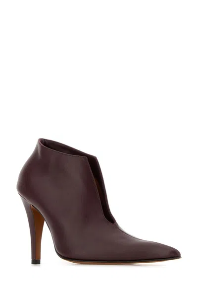 Alexander Mcqueen Burgundy Birdee Slashed Pump Boots In Brown