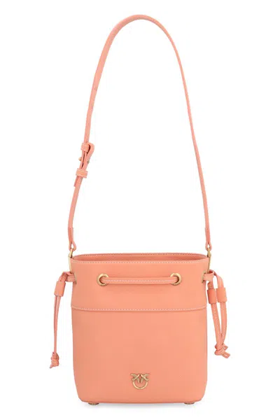 Pinko Leather Bucket Bag In Orange