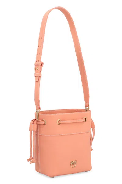 Pinko Leather Bucket Bag In Orange