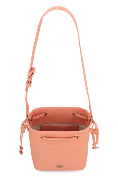 Pinko Leather Bucket Bag In Orange