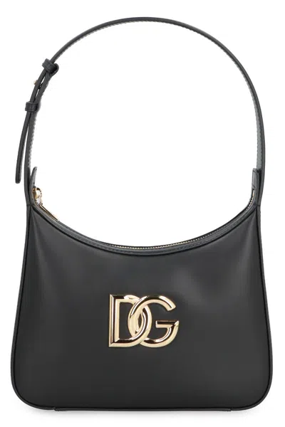 Dolce & Gabbana Leather Tote Bag With Logo Plaque In Black