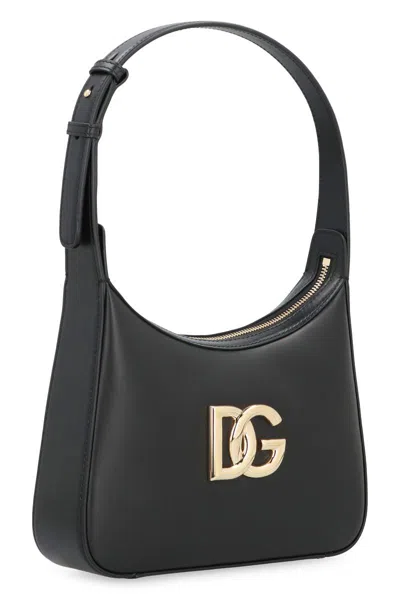 Dolce & Gabbana Leather Tote Bag With Logo Plaque In Black