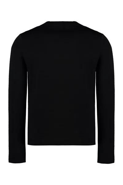Jil Sander Slightly Cropped Long-sleeve Top With Subtle Texture In Black