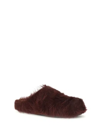Marni Colorful Calf Hair Slip-on Shoes In Brown