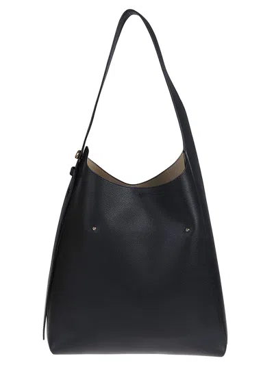 Tory Burch Small Leather Hobo Bag With Adjustable Strap In Black