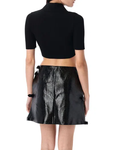 Courrèges Cropped Knit Polo In Black