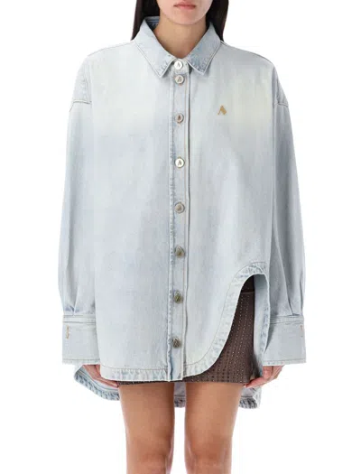 Attico The  Diana Denim Shirt In Blue