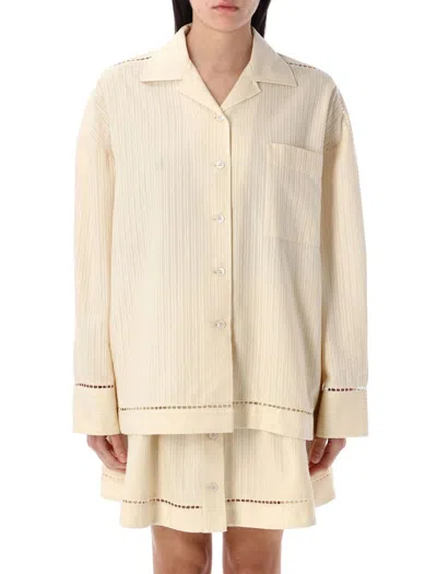 Golden Goose Texture Stripe Oversize Button-up Shirt In Neutral