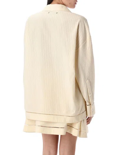 Golden Goose Texture Stripe Oversize Button-up Shirt In Neutral