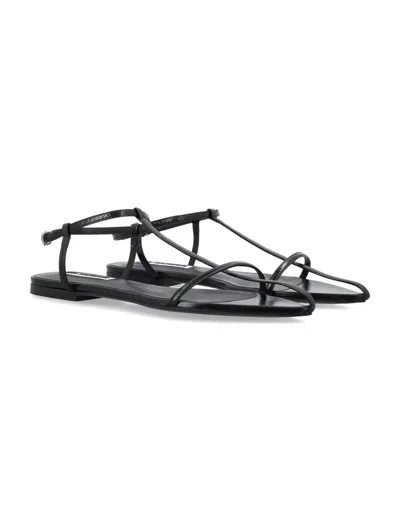 Jil Sander Flat Cage Sandals In Black