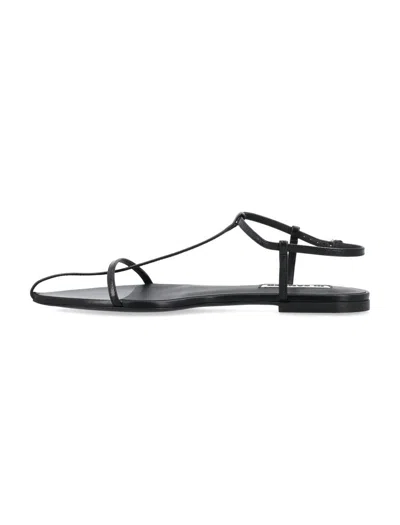 Jil Sander Flat Cage Sandals In Black