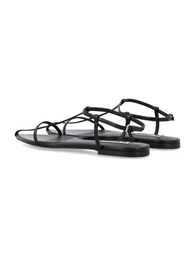 Jil Sander Flat Cage Sandals In Black