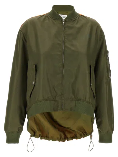 Mm6 Maison Margiela Mm6 By Maison Margiela Hem Bomber Jacket With Contrast Inserts In Green