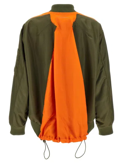 Mm6 Maison Margiela Mm6 By Maison Margiela Hem Bomber Jacket With Contrast Inserts In Green