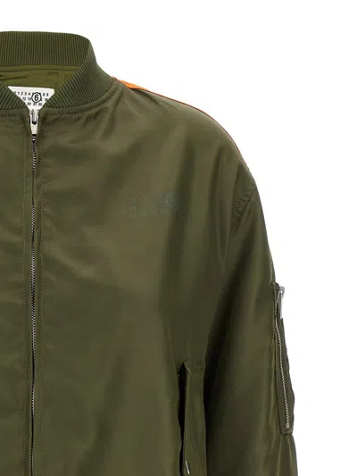 Mm6 Maison Margiela Mm6 By Maison Margiela Hem Bomber Jacket With Contrast Inserts In Green