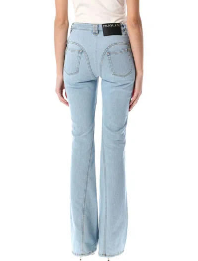 Mugler Rhinestone-embellished Flared Jeans In Blue