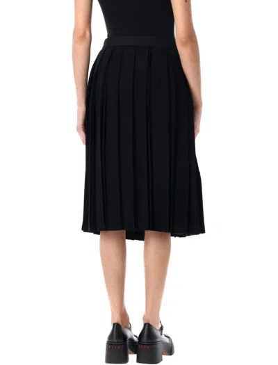 Junya Watanabe Pleated Belted Midi Skirt Asymmetric In Black