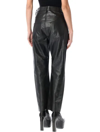 Rick Owens Detroit Cut Leather Pant In Black