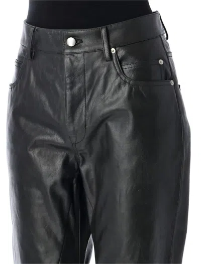 Rick Owens Detroit Cut Leather Pant In Black