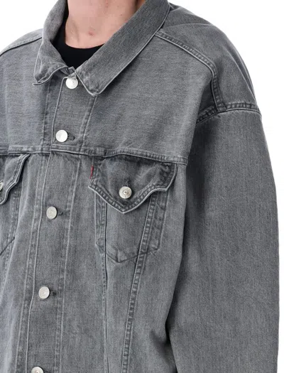 Junya Watanabe Washed Grey Oversized Denim Jacket In Gray