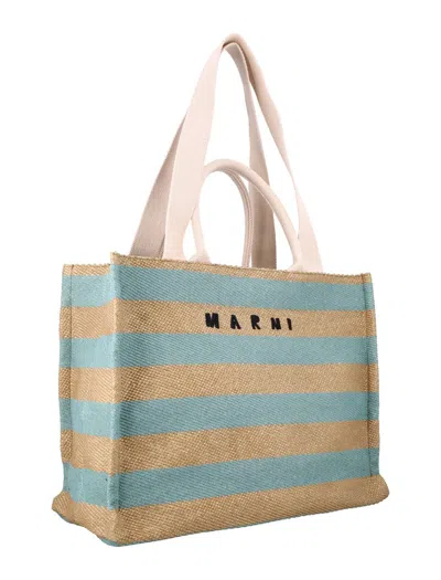 Marni Raffia-effect Medium Tote Bag In Brown