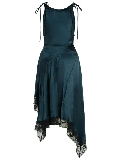 Acne Studios Petrol Blue Acetate Dress Women In Green