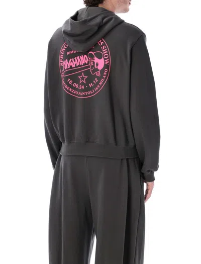 Magliano Graphic Print Hooded Fleece In Gray