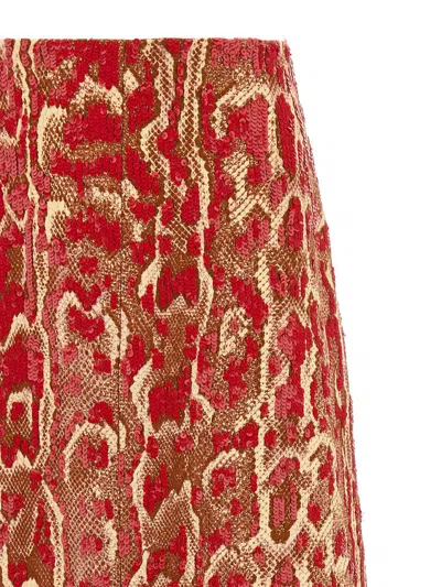 Dries Van Noten Gonna Shera In Misto Viscosa Stampata    Donna In Red