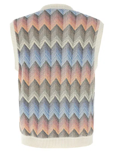 Missoni Zigzag Pattern Sleeveless V-neck Vest In Multi