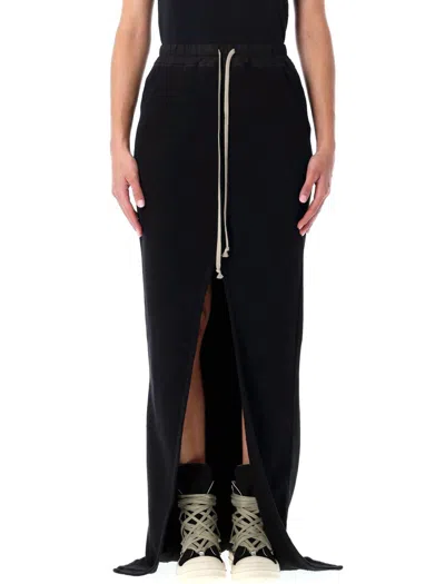 Rick Owens Drkshdw Drawstring Waist Skirt With Slit And Pockets In Black
