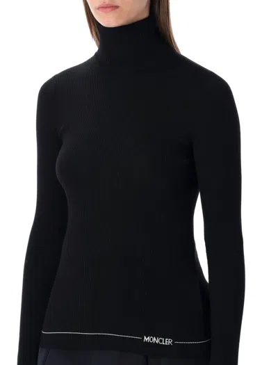 Moncler Fitted Turtleneck Knitwear Long Sleeves In Black