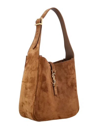 Saint Laurent Le 5 A 7 Small Suede Hobo Shoulder Bag In Brown