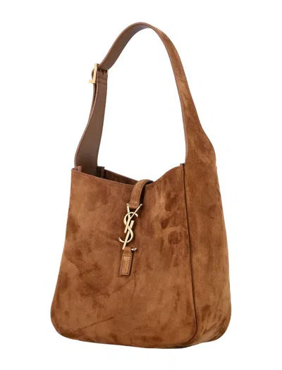 Saint Laurent Le 5 A 7 Small Suede Hobo Shoulder Bag In Brown