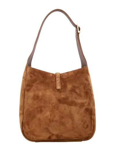 Saint Laurent Le 5 A 7 Small Suede Hobo Shoulder Bag In Brown