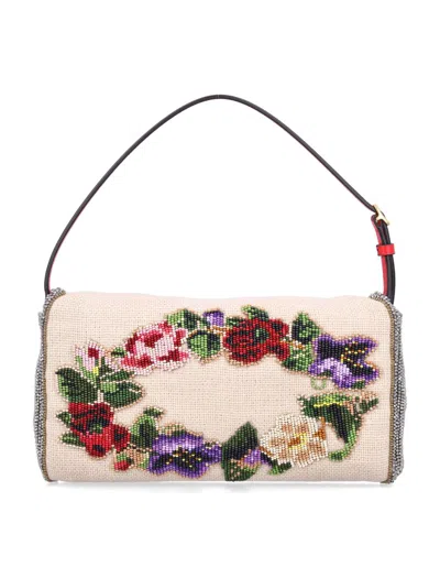 Valentino Garavani Vain Soft Embroidered Linen Small Shoulder Bag In Multi