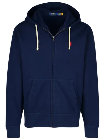 Polo Ralph Lauren Blue Cotton Blend Hoodie In Blue