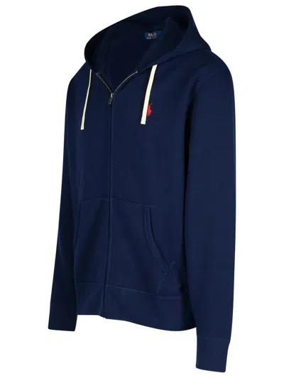 Polo Ralph Lauren Blue Cotton Blend Hoodie In Blue