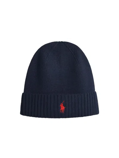 Polo Ralph Lauren Mens Hunter Navy Logo-embroidered Wool Hat In Brown