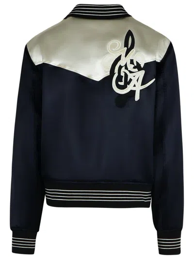 Amiri 'music' Black Polyester Blend Bomber Jacket In Black