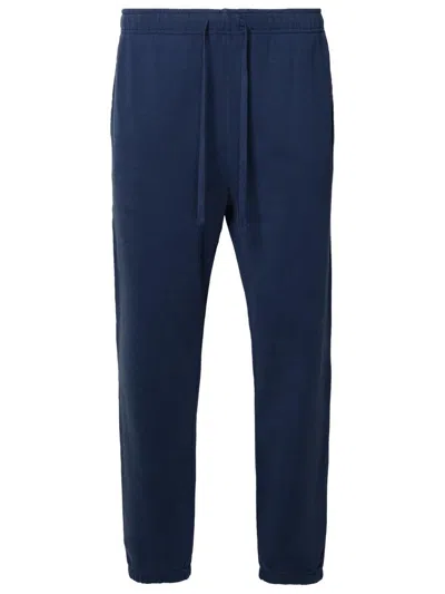 Polo Ralph Lauren Casual Cotton Trousers With Adjustable Drawstring And Elastic Cuffs In Blue