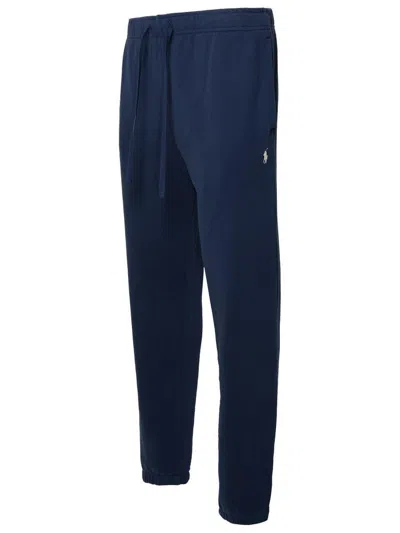 Polo Ralph Lauren Casual Cotton Trousers With Adjustable Drawstring And Elastic Cuffs In Blue