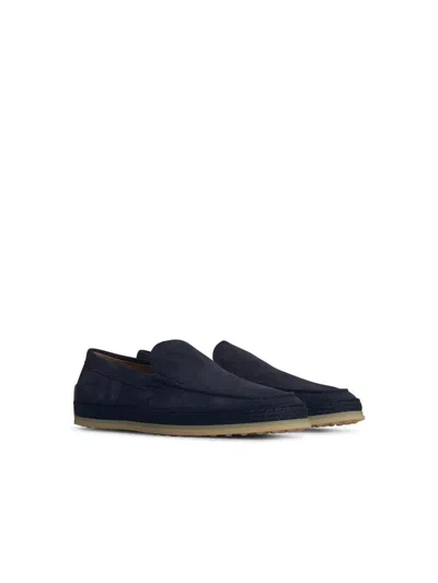 Tod's Blue Suede Loafers In Blue