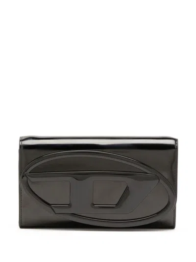 Diesel 1dr Leather Wallet-on-chain In Black