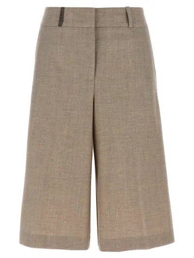 Peserico Micro Houndstooth Long Bermuda Shorts Bermuda And Short Beige In Sand