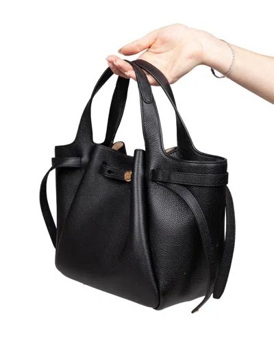 Tory Burch Romy Pebbled Satchel With Removable Shoulder Strap In Black