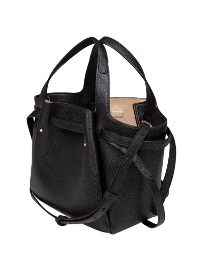 Tory Burch Romy Pebbled Satchel With Removable Shoulder Strap In Black
