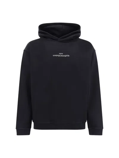 Maison Margiela Cotton Hooded Sweatshirt In Black