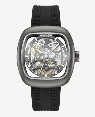 Kenneth Cole Skeleton Automatic Bracelet Watch With 3-strap Set In Gray